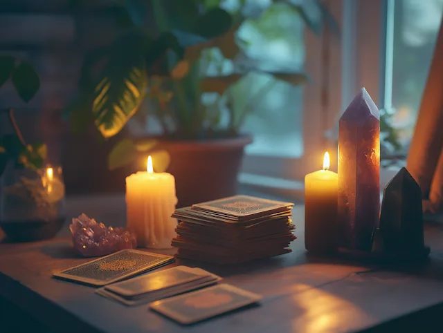 A quiet, plant-filled corner for healing sessions